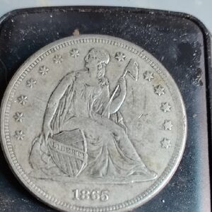 1865 Seated Liberty Silver Dollar - Circulated Silver Tone Reserved For Sid